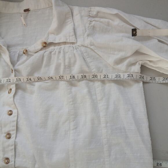 Free People Kiss Kiss Blouse XS Oversize Boho Cottage Renaissance Romantic - Picture 10 of 12